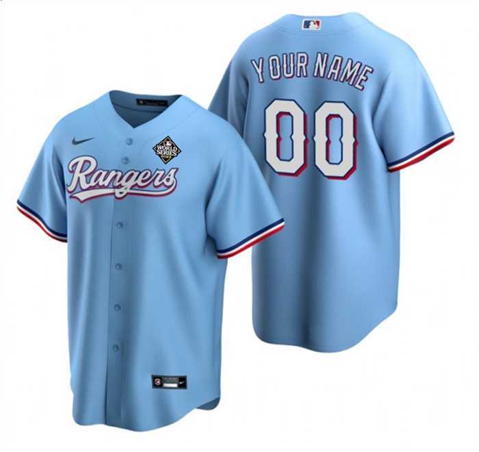 Mens Texas Rangers Active Player Custom Blue 2023 World Series Stitched Baseball Jersey->->Custom Jersey